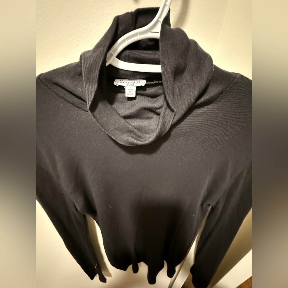 Splendid Charcoal Cowl Neck Sweater